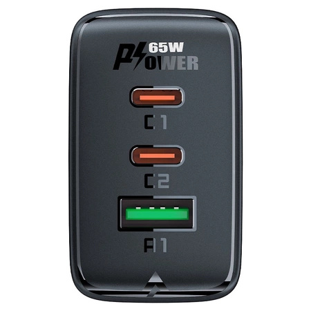 Acefast szybka ładowarka sieciowa GaN (2x USB-C / USB-A) PPS / PD / QC4+ 65W biała (A41)