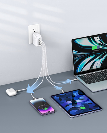 INNOSTYLE SUPER CUBE MOCNA SZYBKA ŁADOWARKA GAN PODRÓŻNA EU US UK AU 4X USB USB-C 100W BIAŁA