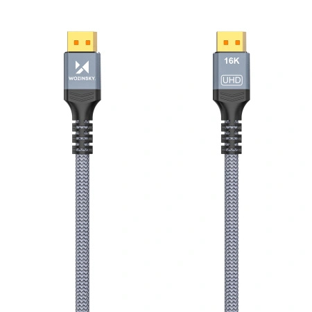 Kabel Wozinsky WPS-16AYL1S DisplayPort 2.1 Certyfikowany VESA 80 Gb/s 16K@60Hz 8K@120Hz 4K@240Hz HDR HDCP DSC 1m - czarny