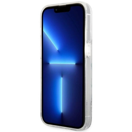 Etui Guess GUHCP14LLCSGSGH na iPhone 14 Pro - białe Liquid Glitter Marble