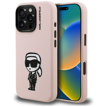 Etui Karl Lagerfeld Silicone Karl Sketch MagSafe do iPhone 16 Pro Max różowy