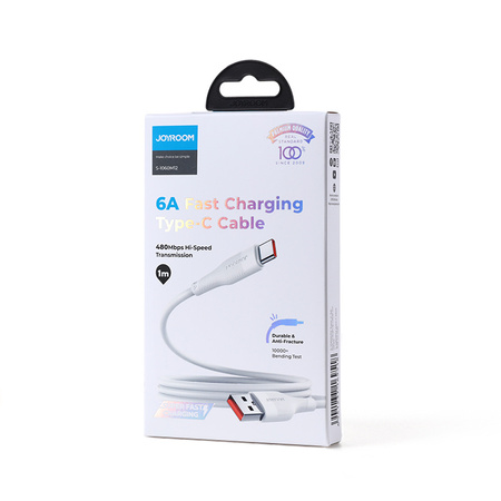 Joyroom kabel USB - USB Typ C do szybkiego ładowania / transmisji danych 6A 1m biały (S-1060M12)