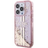 Etui Guess Liquid Glitter Gold Stripes na iPhone 15 Pro - różowe