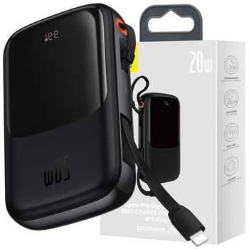 Powerbank 10000mAh 20W Baseus Qpow Pro Overseas Edition + kabel USB C 3A - czarny