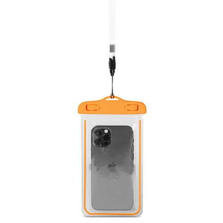 Wodoodporne etui ze smyczą do telefonu PVC - pomarańczowe