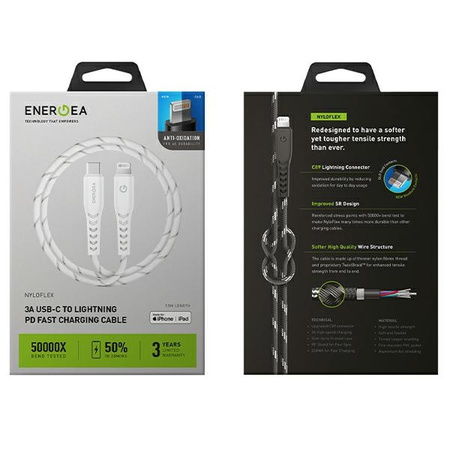 ENERGEA KABEL USB-C DO LIGHTNING 1.5M MFI DO TELEFONÓW APPLE NYLOFLEX