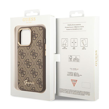 Guess GUHCP14LHG4SHW iPhone 14 Pro 6,1" brązowy/brown hard case 4G Vintage Gold Logo