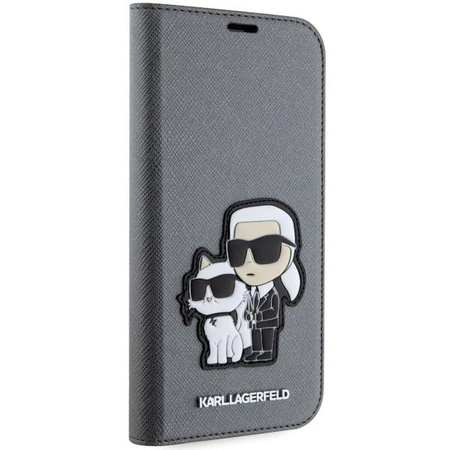 Etui Karl Lagerfeld KLBKP14SSANKCPG na iPhone 14 bookcase - srebrne Saffiano Karl&Choupette