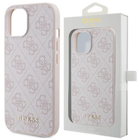 Etui Guess 4G Metal Gold Logo na iPhone 15 - różowe