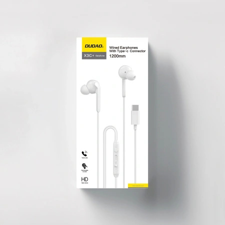 DUDAO SŁUCHAWKI X3C+ PRZEWODOWE DOKANAŁOWE USB-C 1.2M DO TELEFONÓW TABLETÓW
