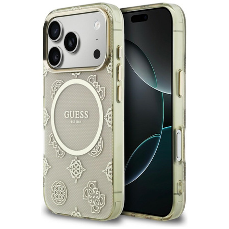 Etui Guess IML Peony Dot MagSafe do      iPhone 17 Pro beżowy