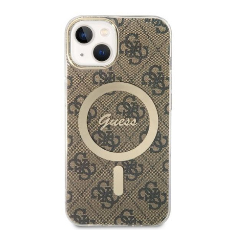 Guess zestaw ładowarka MagSafe + etui do iPhone 14 Plus 6,7" brązowe 4G Print (GUBPP14MH4EACSW)