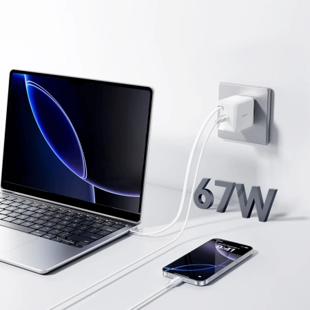 JOYROOM ŁADOWARKA SIECIOWA 67W GAN Z WBUDELOWANYM KABLEM USB-C