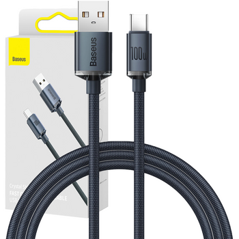 Baseus Crystal Shine Series kabel przewód USB do szybkiego ładowania i transferu danych USB Typ A - USB Typ C 100W 2m czarny (CAJY000501)