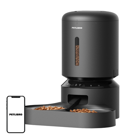 Dozownik karmy Petlibro Granary z podwójną miską, Wifi, 5L(czarny)