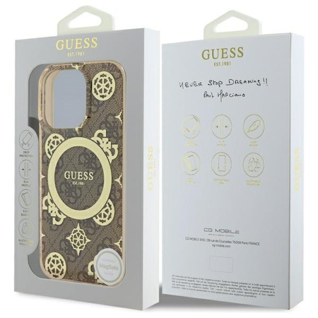 GUESS ETUI HARDCASE DO IPHONE 16 PRO DO MAGSAFE Z WZOREM PEONY NA TLE 4G