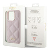 Etui Guess Quilted Metal Logo na iPhone 15 Pro - różowe