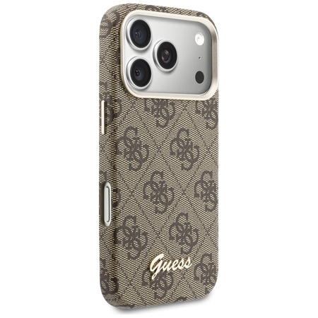 Etui Guess 4G Script MagSafe do iPhone   17 Pro brązowy