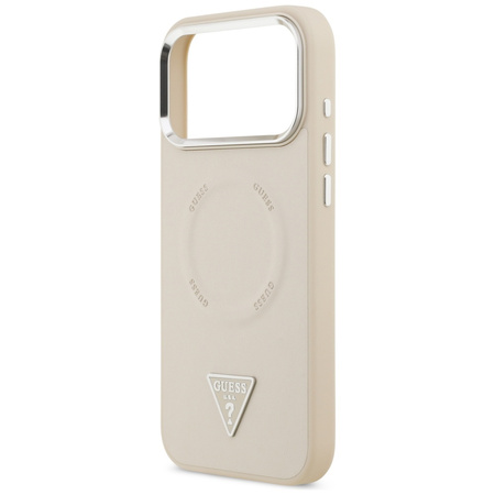 Etui Guess Triangle Logo MagSafe do      iPhone 17 Pro beżowy