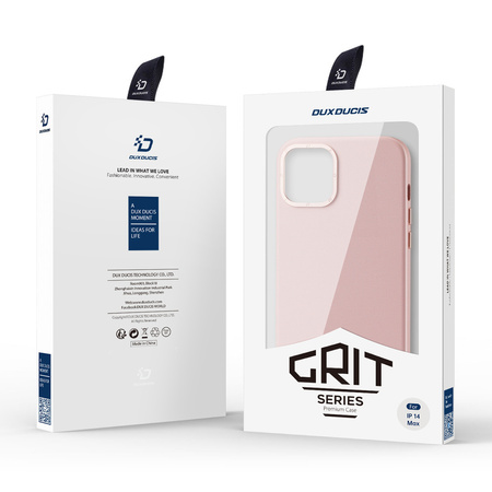 Dux Ducis Grit skórzane etui do iPhone 14 Plus elegancki pokrowiec ze sztucznej skóry (kompatybilne z MagSafe) różowy