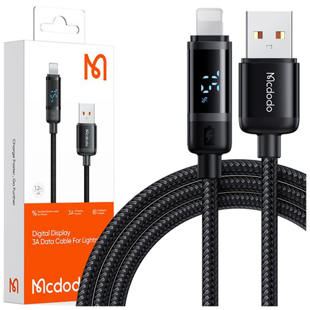 MCDODO ŁADOWARKA KABEL USB LIGHTNING SZYBKIEGO ŁADOWANIA DO IPHONE 1M LED