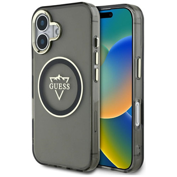 GUESS POKROWIEC TPU DO IPHONE 16 ETUI MAGNETYCZNE Z LOGO METAL MOUNTAIN