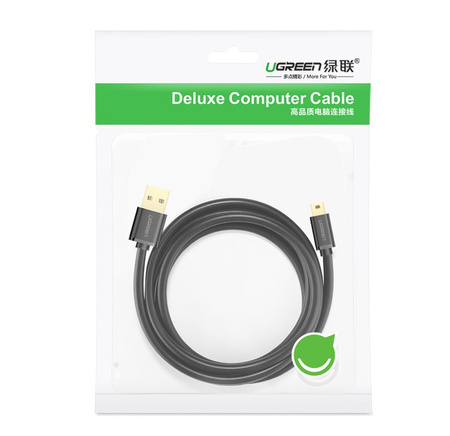 Ugreen 5-pinowy pozłacany  kabel USB - mini USB 0,5m czarny (US132)