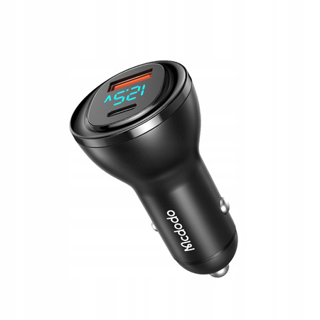 MCDODO MOCNA SZYBKA ŁADOWARKA SAMOCHODOWA MIERNIK 2X USB USB-C 95W LED