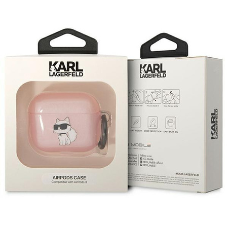 Etui Karl Lagerfeld KLA3HNCHTCP na AirPods 3 cover - różowe Ikonik Choupette