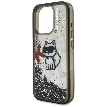 Etui Karl Lagerfeld Liquid Glitter       Choupette Logo do iPhone 16 Pro Max czarny