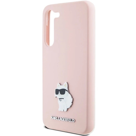 Etui Karl Lagerfeld Silicone Choupette Metal Pin na Samsung Galaxy S23 - różowe