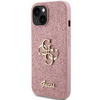 Etui Guess Glitter Script Big 4G na iPhone 15 - różowe