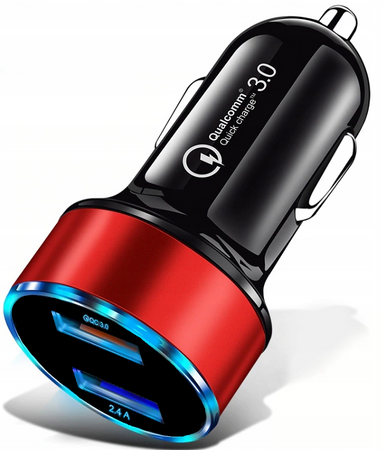 SZYBKA ŁADOWARKA SAMOCHODOWA USB QC 3.0 MIERNIK NAPIĘCIA AKUMULATORA LED