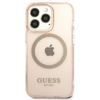 Guess GUHMP13XHTCMP iPhone 13 Pro Max 6,7" różowy/pink hard case Gold Outline Translucent MagSafe