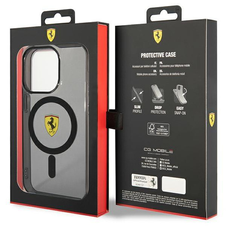 Etui Ferrari FEHMP14XURKK na iPhone 14 Pro Max 6.7" - czarne Translucent Magsafe