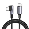 UGREEN SZYBKI KABEL PRZEWÓD WYTRZYMAŁY KĄTOWY USB-C DO USB-C 0.5M CZARNY