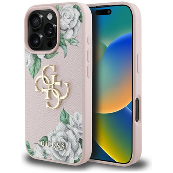 GUESS ETUI POKROWIEC GRAINED ROSES BIG 4G DO IPHONE 16 PRO MAGNETYCZNE