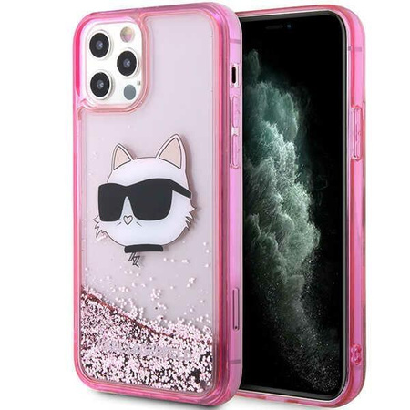 Etui Karl Lagerfeld KLHCP12MLNCHCP na iPhone 12/ 12 Pro - różowe Glitter Choupette Head