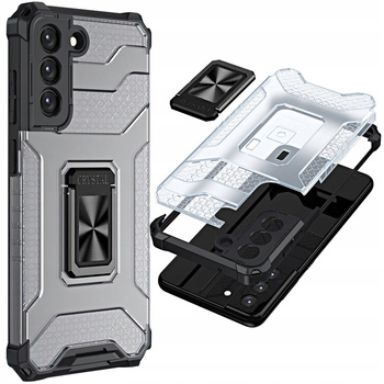Crystal Ring Case pancerne hybrydowe etui pokrowiec + magnetyczny uchwyt Samsung Galaxy S22+ (S22 Plus) czarny