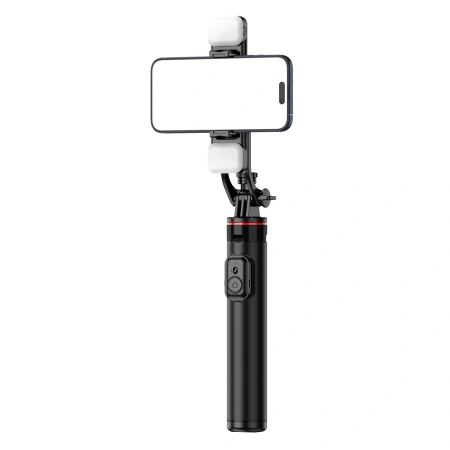 HURTEL SELFIE STICK TELESKOPOWY TRIPOD 1.3M DO TELEFONÓW Z LAMPĄ PODWÓJNĄ