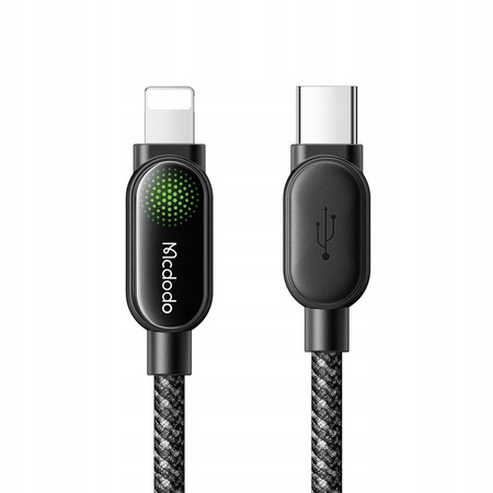 MCDODO KABEL USB-C LIGHTNING SZYBKIE ŁADOWANIE PD 36W 1M LED CZARNY
