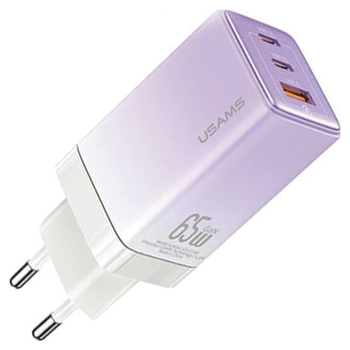 USAMS ADAPTER ŁADOWARKA 65W 2xUSB-C DO IPHONE IPAD MACBOOK SZYBKA ŁADOWARKA