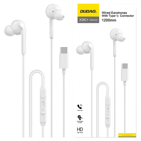 DUDAO SŁUCHAWKI X3C+ PRZEWODOWE DOKANAŁOWE USB-C 1.2M DO TELEFONÓW TABLETÓW