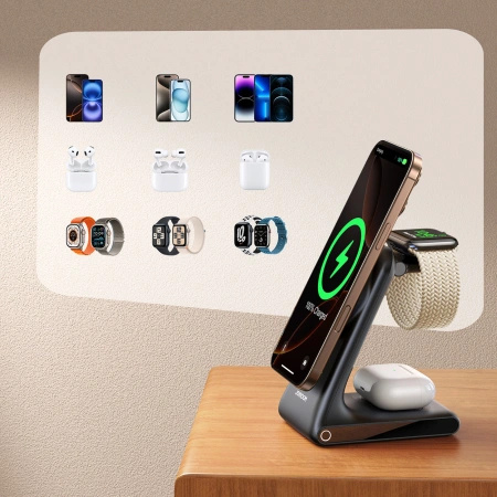 JOYROOM ŁADOWARKA BEZPRZEWODOWA 3 W 1 DO IPHONE 12 13 14 DO MAGSAFE