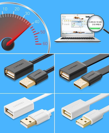 Ugreen przedłużka adapter USB 2.0 5m czarny (US103)