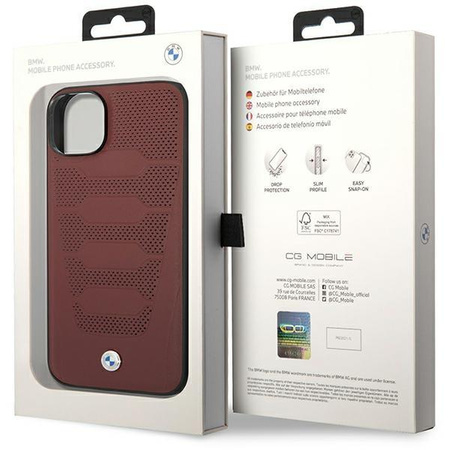 Etui BMW BMHCP14S22RPSR na iPhone 14 burgundowy/burgundy Leather Seats Pattern