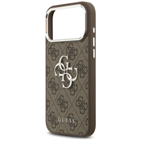Etui Guess 4G Big 4G Classic Logo na iPhone 17 Pro Max brązowy - srebrne