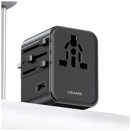 USAMS ŁADOWARKA SIECIOWA TRAVEL ADAPTER 17W DO US/AU/EU/UK Z USB-C USB-A