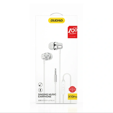 Słuchawki przewodowe Dudao X10PRO mini jack 3,5mm dokanałowe z pilotem - białe