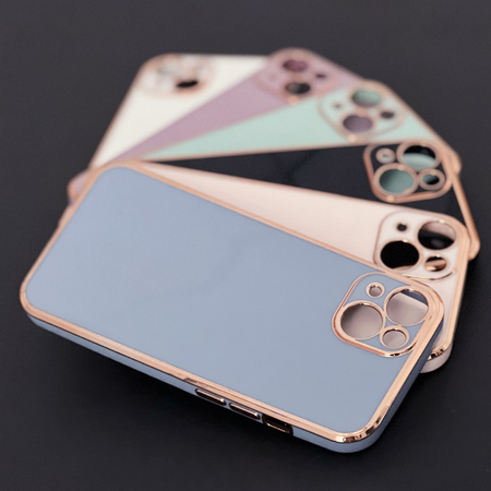 Lighting Color Case etui do iPhone 13 Pro żelowy pokrowiec ze złotą ramką niebieski